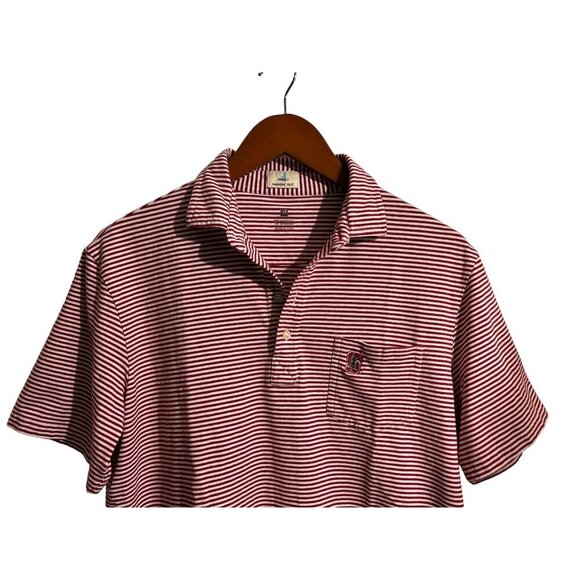 Johnnie O Hangin Out Polo Shirt Red White Striped Short Sleeve Cotton Size Med - Picture 2 of 7